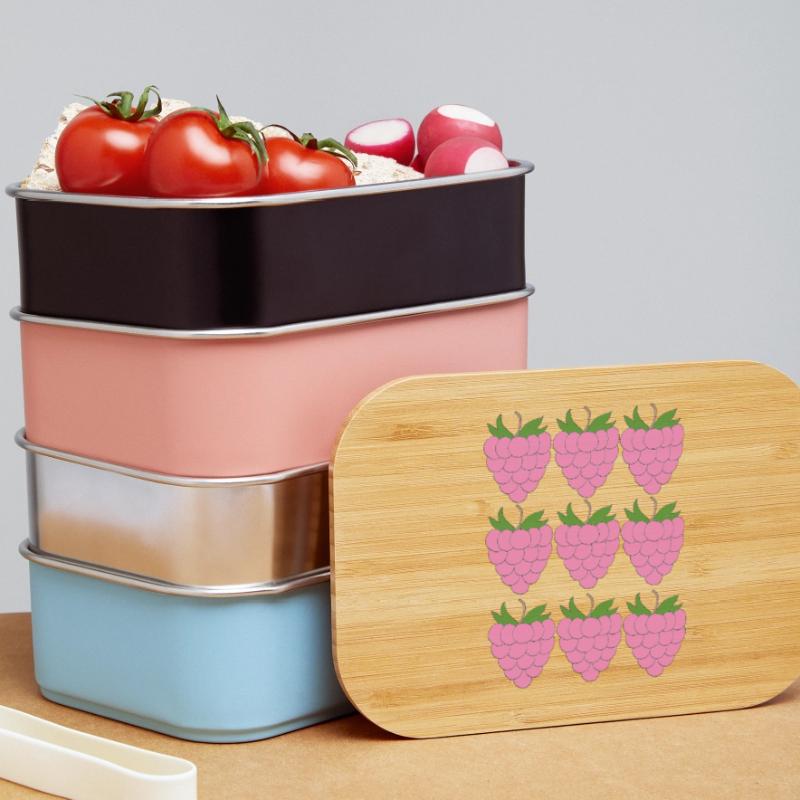 Raspberry Grid Pattern Lunch Box