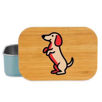 Süßer Dackel Hund Männchen Comic - Lunch Box - Hellblau - Vorne
