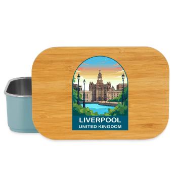 Liverpool Skyline UK Waterfront Illustration - Lunch Box - light blue - Front