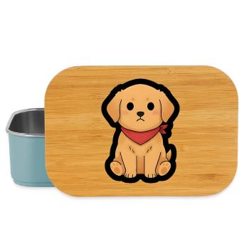 Golden Retriever Puppy with Red Bandana - Lunch Box - light blue - Front