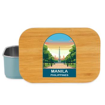 Manila Philippines Vintage Travel Illustration - Lunch Box - light blue - Front