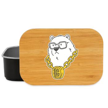 Gangsta Bear – Rapper Grizzly with Gold Chain & Style - Lunch Box - black - Front
