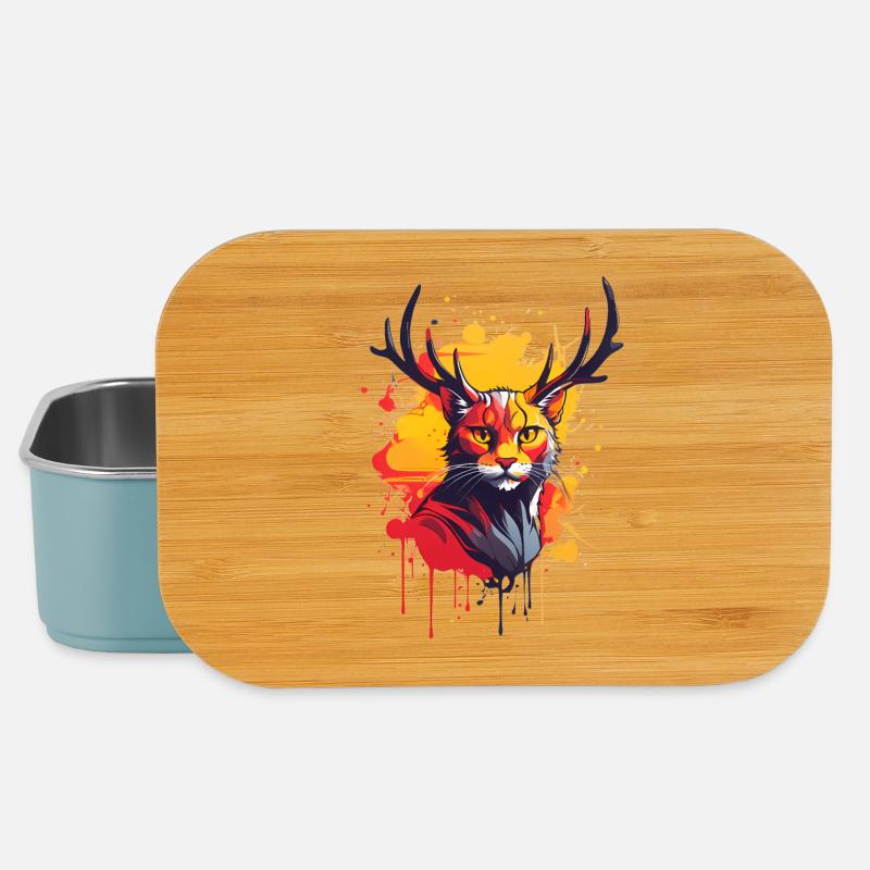 Katze mit Geweih - Lunch Box - Hellblau