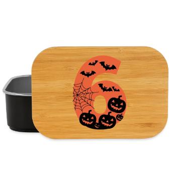 Gruseliges Halloween Nummer 6 mit Kürbissen und Fledermäusen - Lunch Box - Schwarz - Vorne