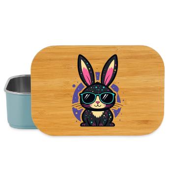 Lapin néon chic avec lunettes - Boîte à goûter - bleu pâle - Devant