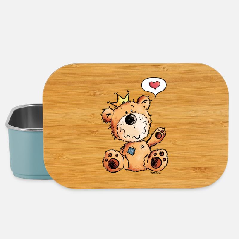 Love Bear - Teddy - Funny - Comic - Cute - Lunch Box - light blue