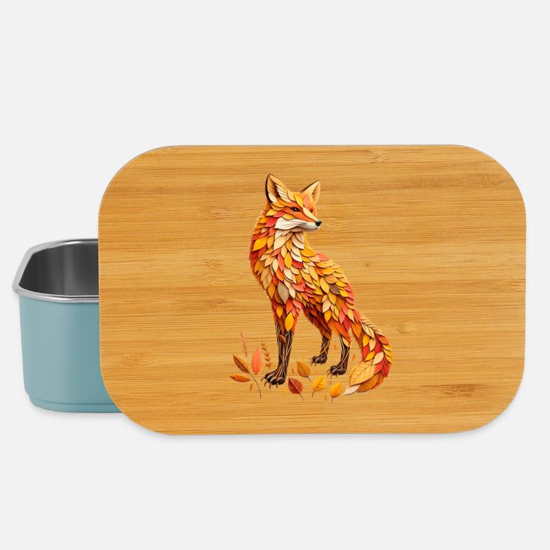 Ein Fuchs, gestaltet aus verschiedenen Blättern - Lunch Box - Hellblau