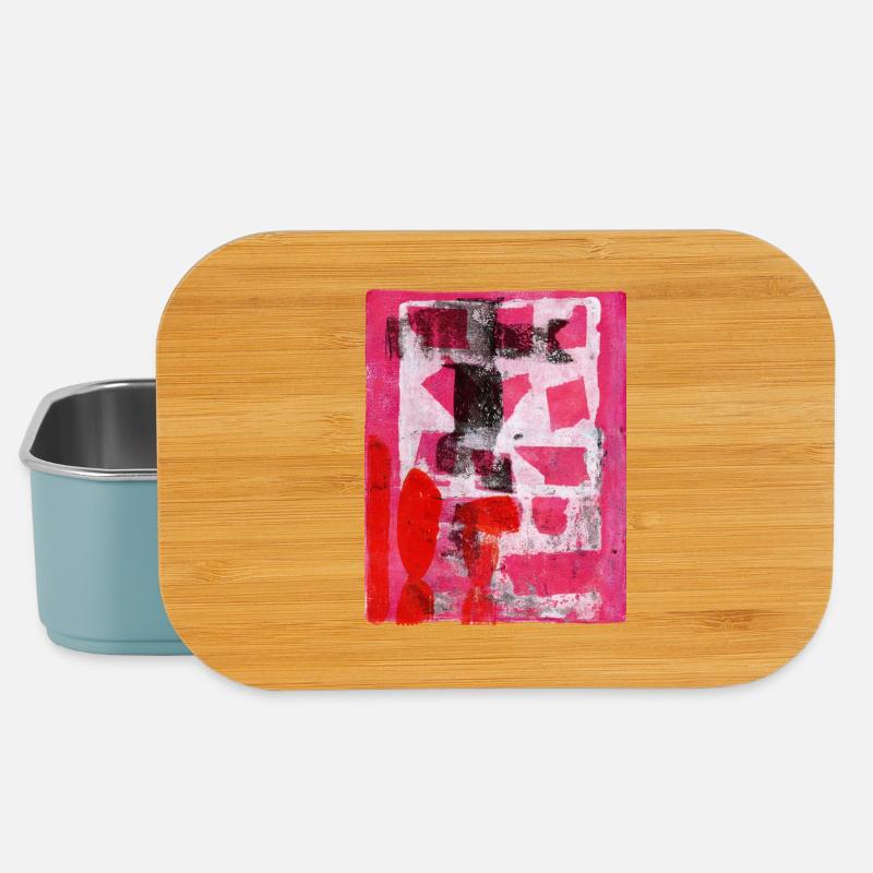 Abstract Monoprint Street Art Print Expressionism - Lunch Box - light blue