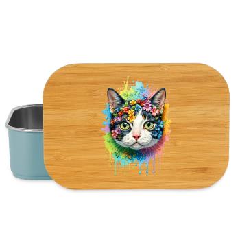 Bunte Katze - Lunch Box - Hellblau - Vorne