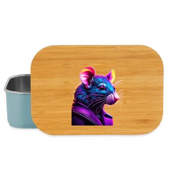 Neon Ratte im Lederjacke - Lunch Box - Hellblau - Vorne