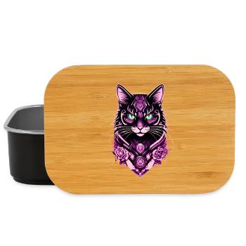 Futuristischer Katzenporträt-Druck - Lunch Box - Schwarz - Vorne