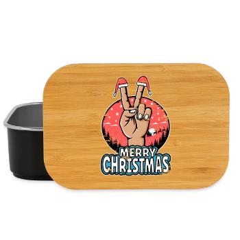 Frohes Weihnachten Peacezeichen Motiv - Lunch Box - Schwarz - Vorne