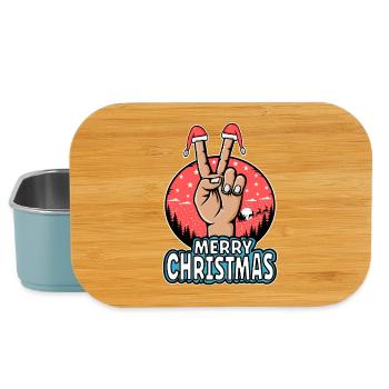 Merry Christmas Peace Sign Motif - Lunch Box - light blue - Front