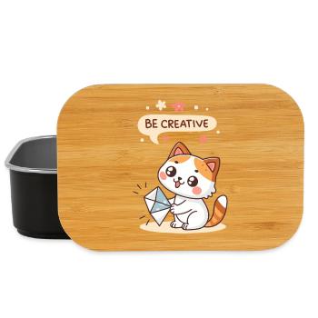 Chat Kawaii Créatif - Boîte à goûter - noir - Devant