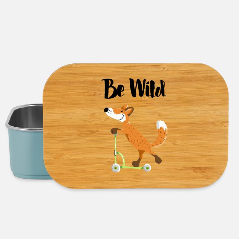 Be Wild Fox with his scooter - Kids - Funny - Lunch Box - light blue