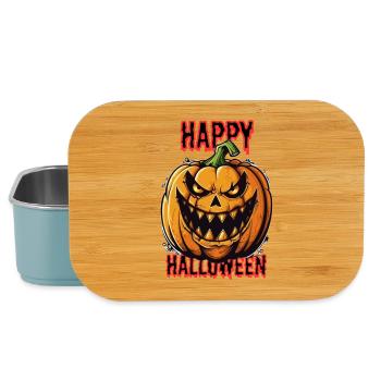 Gruseliger Halloween Kürbis mit bösem Grinsen - Lunch Box - Hellblau - Vorne