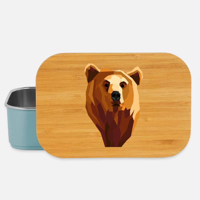 Ours géométrique low poly - Boîte à goûter - bleu pâle