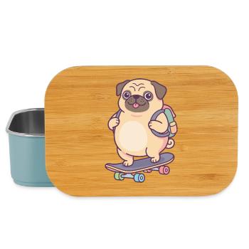 Pug Skateboard Backpack - Lunch Box - light blue - Front