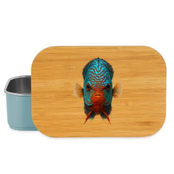 Blauer und oranger Diskusfisch mit intensiven Augen - Lunch Box - Hellblau - Vorne