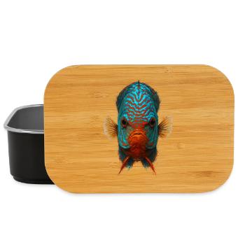 Poisson Discus Bleu et Orange Regard Intense - Boîte à goûter - noir - Devant