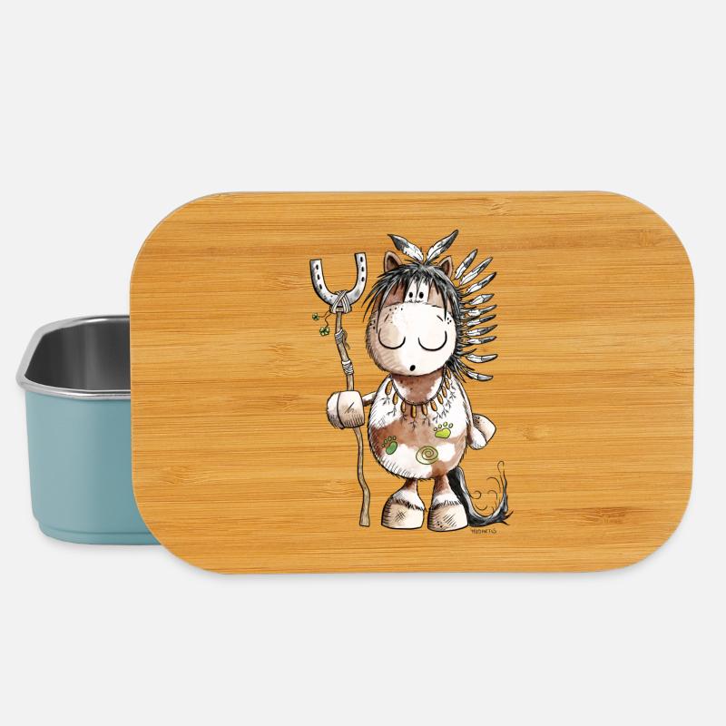 Häuptling Pferd Mit Indianer Federschmuck - Lunch Box - Hellblau