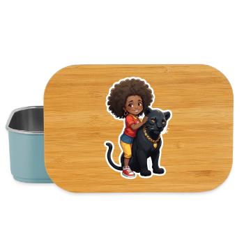 Kinder mit schwarzem Panther - Lunch Box - light blue - Front