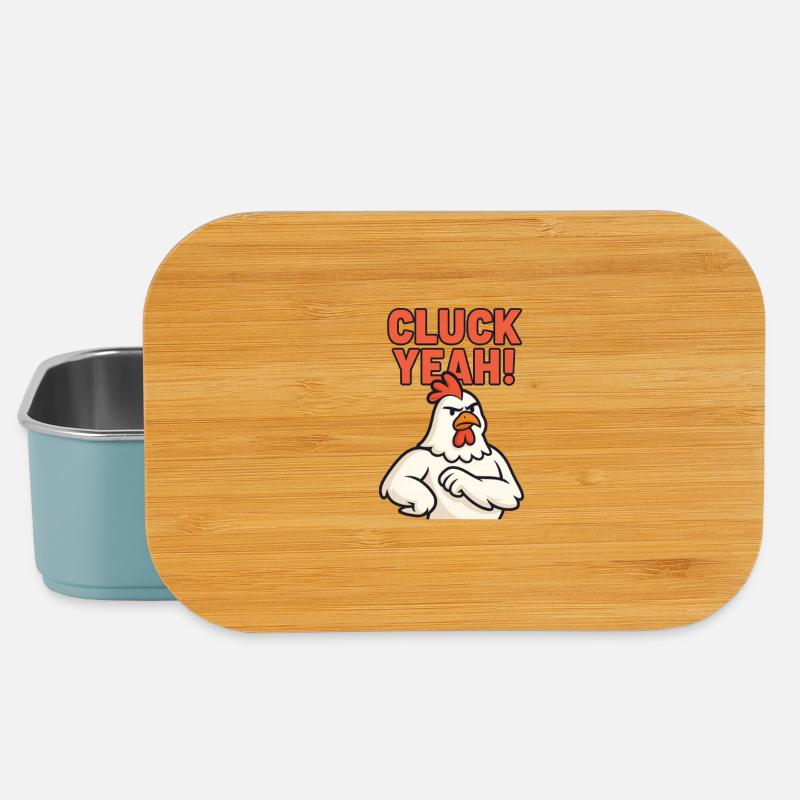 Design expressif du coq 'Cluck Yeah' - Boîte à goûter - bleu pâle
