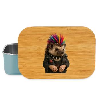 Bunter Igel Punk mit stylischem Flair - Lunch Box - Hellblau - Vorne
