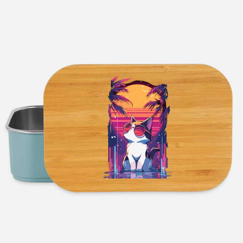Cats Neon Sunset - Lunch Box - light blue