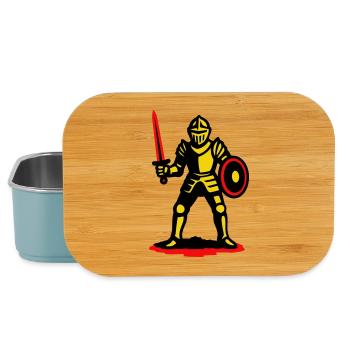 Gelber Ritter mit rotem Schwert - Lunch Box - Hellblau - Vorne