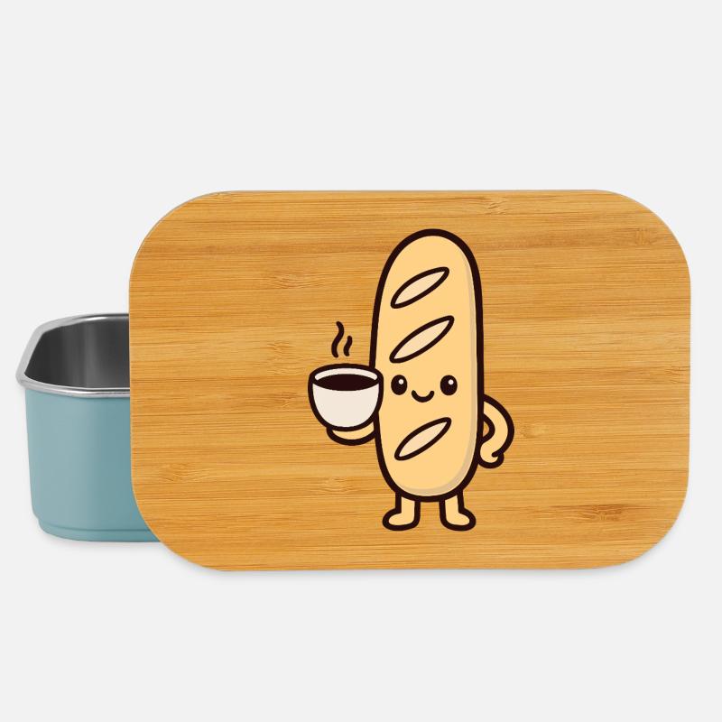 Mascotte Kaffee-Baguette - Lunch Box - Hellblau