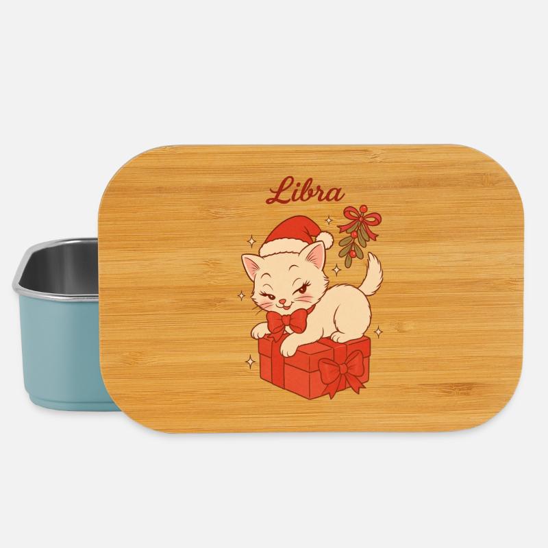 Libra Weihnachtskätzchen Geschenk - Lunch Box - Hellblau