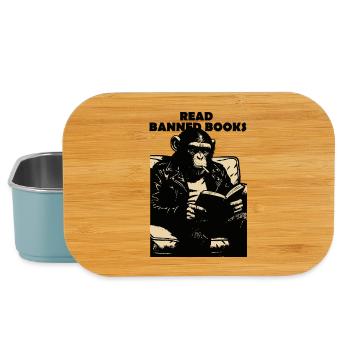 Read Banned Books Chimp - Lunch Box - light blue - Front