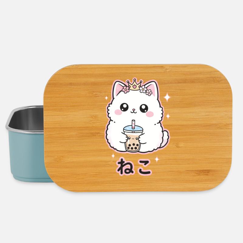 Katzenkönigin mit Bubble Tea - Lunch Box - Hellblau