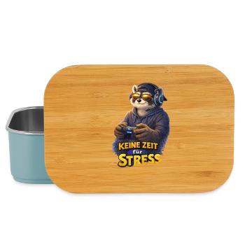 Keine Zeit für Stress – Gamer Waschbär - Lunch Box - Hellblau - Vorne
