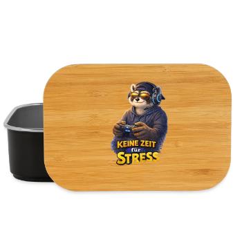 No Time for Stress – Gamer Raccoon - Lunch Box - black - Front