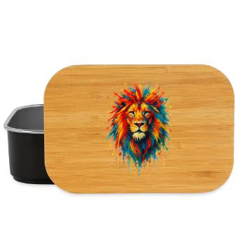 Lion sauvage coloré - Art couleurs Pop - Boîte à goûter - noir - Devant