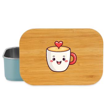 Kawaii Herzkaffee Becher - Lunch Box - Hellblau - Vorne