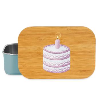 Gâteau d’anniversaire pastel avec bougie - Boîte à goûter - bleu pâle - Devant