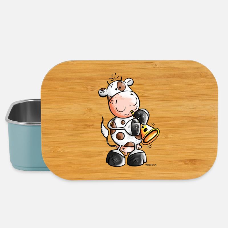 Kuh mit Trompete - Lunch Box - Hellblau
