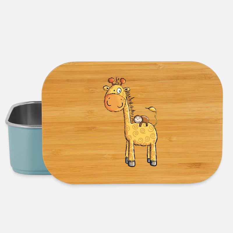 Süße Giraffe mit Faultier I Wildtier Comic - Lunch Box - Hellblau