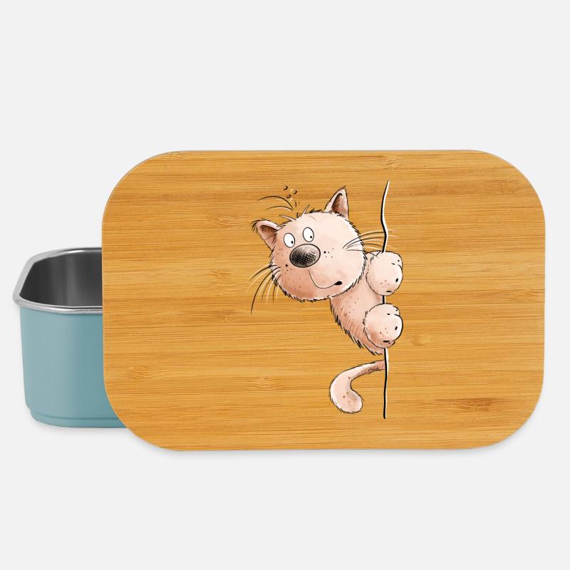 Rote Katze I Katzenfreunde Geschenk - Lunch Box - Hellblau