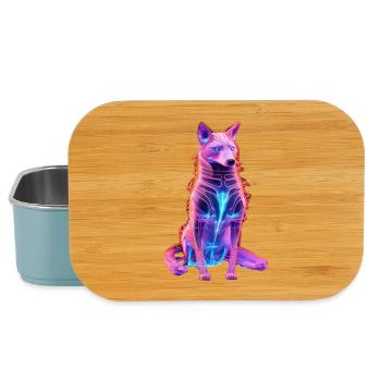 Neon Cyberwolf Art Design - Lunch Box - light blue - Front