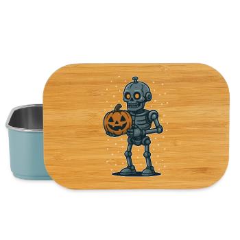Skeleton with Pumpkin Halloween Cartoon - Lunch Box - light blue - Front