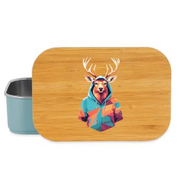 Geometric Deer in Hoodie - Lunch Box - light blue - Front
