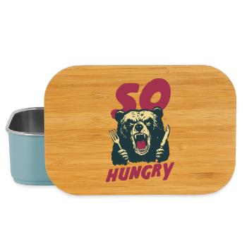 Hungriger Bär mit Besteck - Lunch Box - Hellblau - Vorne