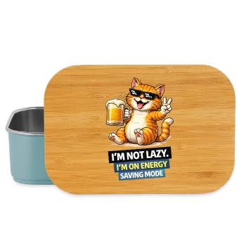 Energy Saving Cat Not Lazy - Lunch Box - light blue - Front