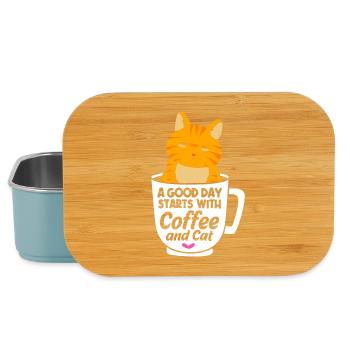 Chat tigré - Boîte à goûter - bleu pâle - Devant