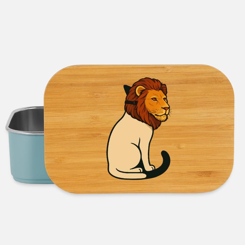 Chat portant un masque de lion - Boîte à goûter - bleu pâle