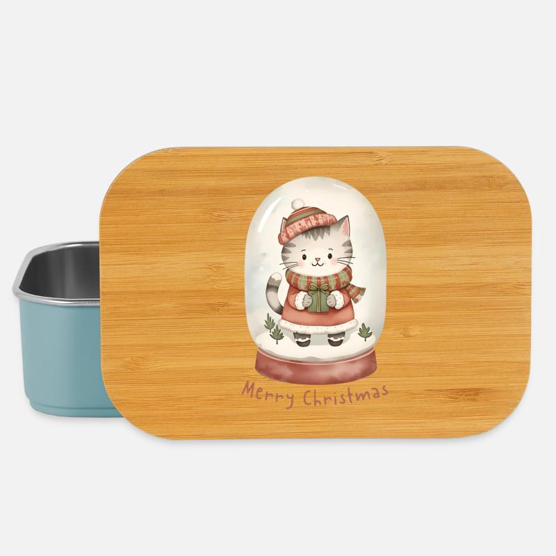 Boule à neige chat – Joyeux Noël - Boîte à goûter - bleu pâle